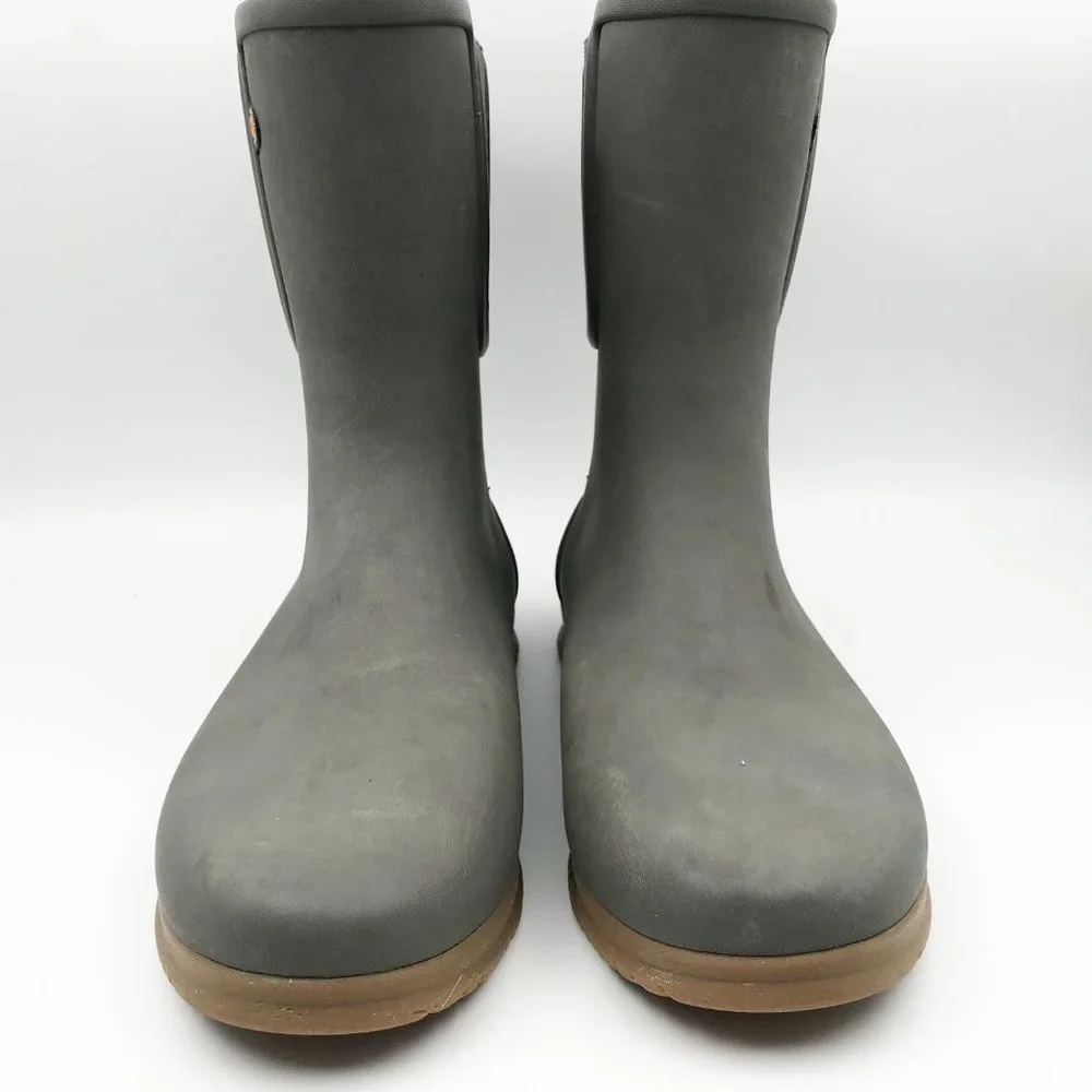 BOGS Mid Calf Gray Rubber Rain Boots Womens 7